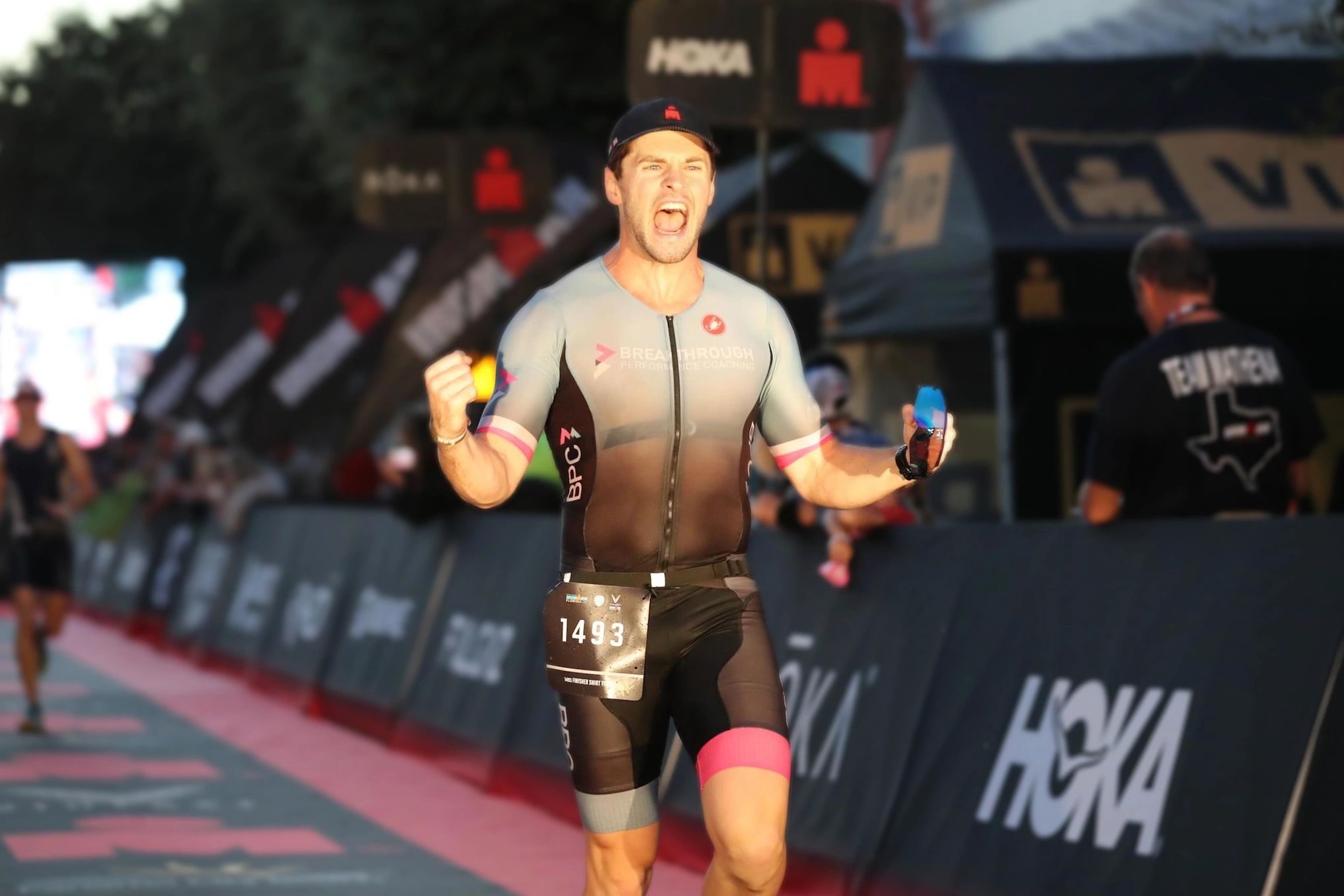 Triathlete at finish line